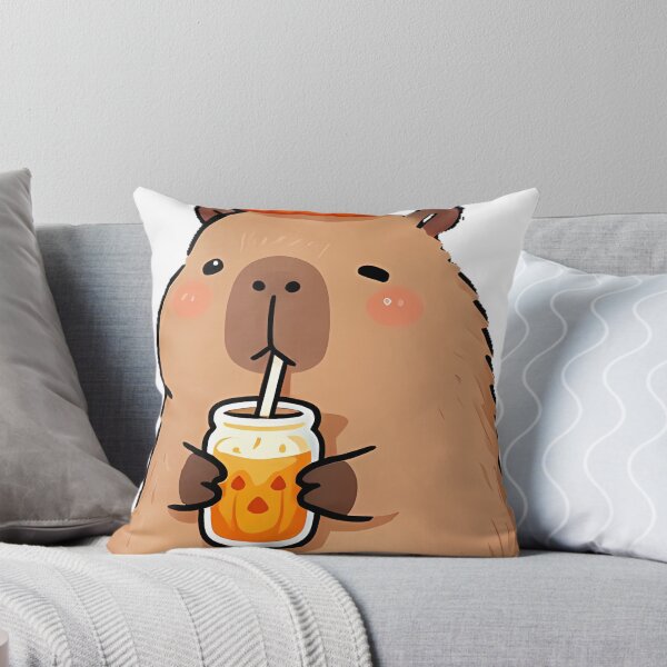 Item preview, Cute Capybara with Pumpkin Spice Smoothie designed and sold by pumsquare.