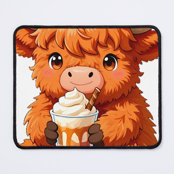 Item preview, Cute Highland Cow Calf with Pumpkin Spice Milkshake designed and sold by pumsquare.