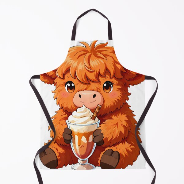 Item preview, Cute Highland Cow Calf with Pumpkin Spice Milkshake designed and sold by pumsquare.