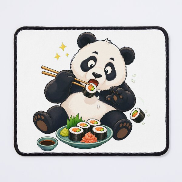 Item preview, Cute Clumsy Panda Eating Sushi With Chopsticks — Light Version designed and sold by TheOddPrints.