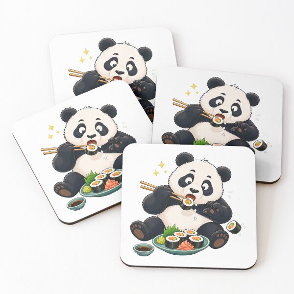 Item preview, Cute Clumsy Panda Eating Sushi With Chopsticks — Light Version designed and sold by TheOddPrints.