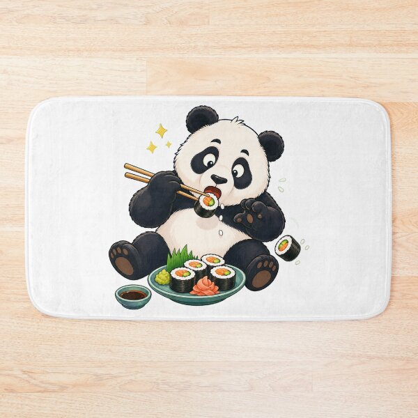 Item preview, Cute Clumsy Panda Eating Sushi With Chopsticks — Light Version designed and sold by TheOddPrints.
