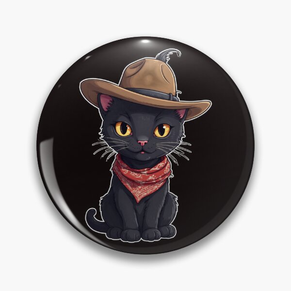 Item preview, Western Gothic Black Cat – Cowboy Cat with Red Bandana designed and sold by Shiwwa.