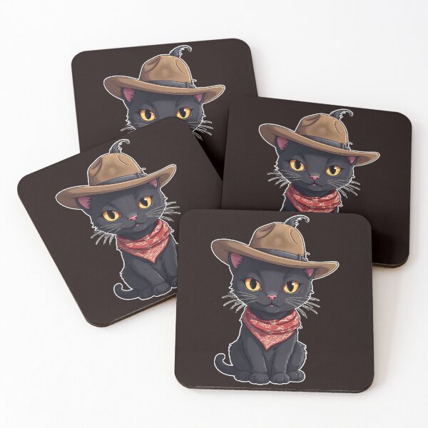 Item preview, Western Gothic Black Cat – Cowboy Cat with Red Bandana designed and sold by Shiwwa.