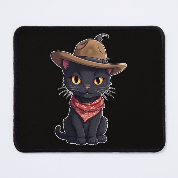 Item preview, Western Gothic Black Cat – Cowboy Cat with Red Bandana designed and sold by Shiwwa.