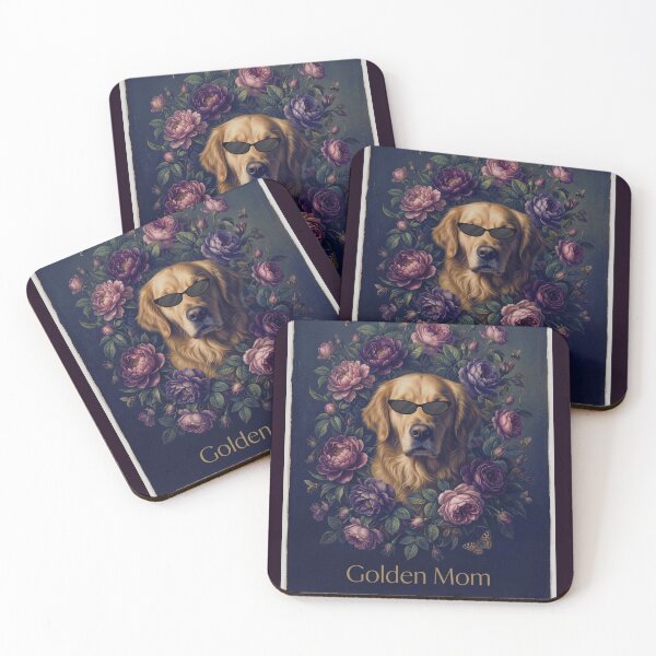 Item preview, Golden Mom - Elegant Vintage Floral Golden Retriever Portrait designed and sold by Fateh-Kro ⭐⭐⭐⭐⭐.
