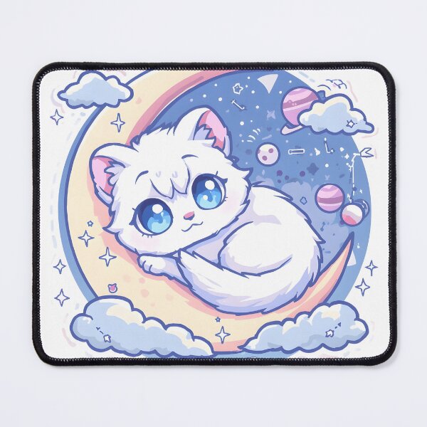 Item preview, Cute Cosmic Cat on Crescent Moon | Kawaii Celestial Space Cat designed and sold by dreamz-world.