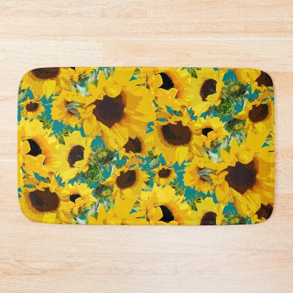 Item preview, Golden Sunflowers Halfdrop on Teal 008080 designed and sold by Art in My Loft.