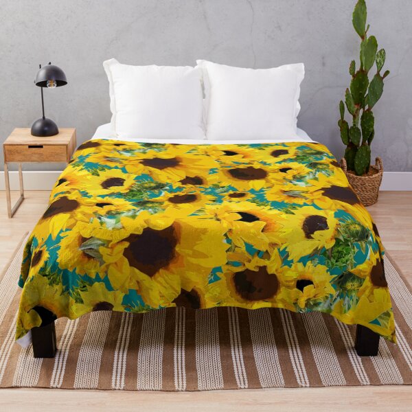 Item preview, Golden Sunflowers Halfdrop on Teal 008080 designed and sold by Art in My Loft.