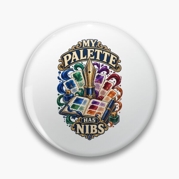 Item preview, Fountain Pen Pun Gift – My Palette Has Nibs Illustrated Ink Art designed and sold by UrbanCanvvas.