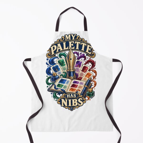 Item preview, Fountain Pen Pun Gift – My Palette Has Nibs Illustrated Ink Art designed and sold by UrbanCanvvas.