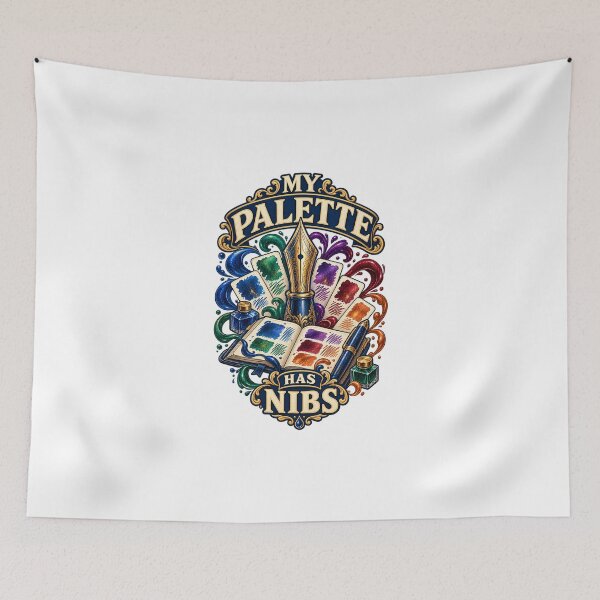 Item preview, Fountain Pen Pun Gift – My Palette Has Nibs Illustrated Ink Art designed and sold by UrbanCanvvas.