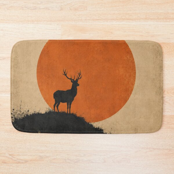 Item preview, Japanese Ink Deer Silhouette Against Red Sun designed and sold by Jozefin's Studio.