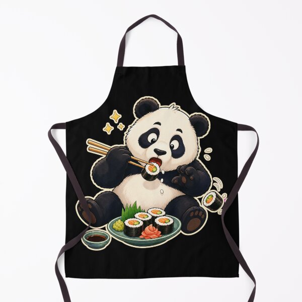 Item preview, Cute Clumsy Panda Eating Sushi With Chopsticks — Dark Edition designed and sold by TheOddPrints.