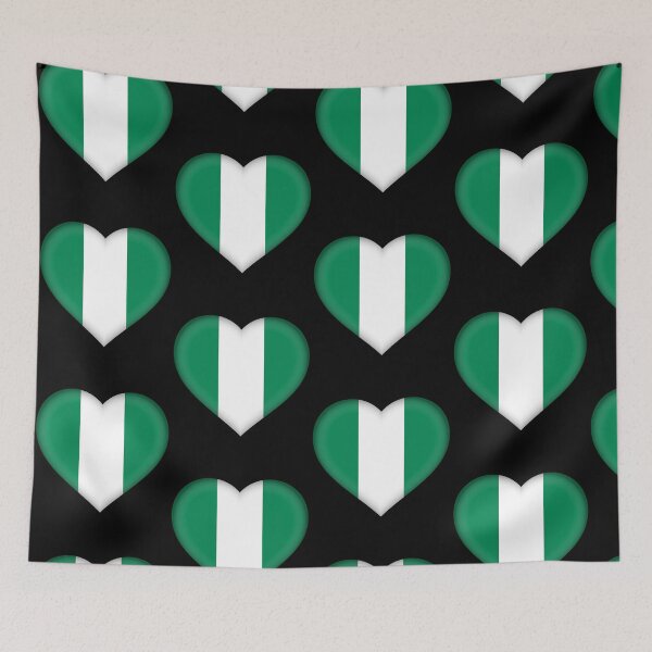 Item preview, Nigerian Flag Heart 3D Nigerian Love Gift Design designed and sold by yazdogs.