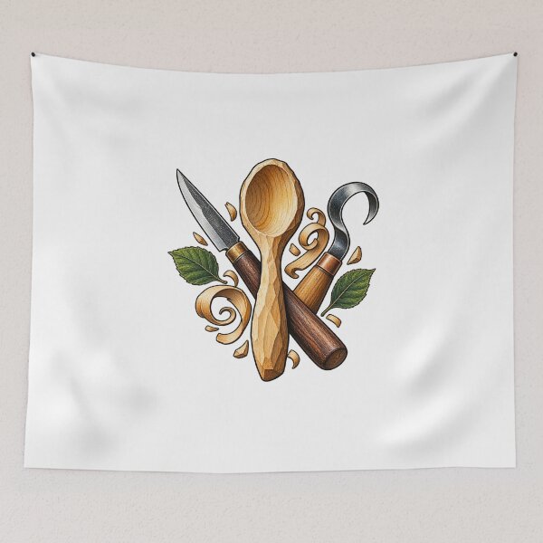 Item preview, Spoon Carving Gift – Greenwood Tools and Hand-Carved Spoon Art designed and sold by UrbanCanvvas.