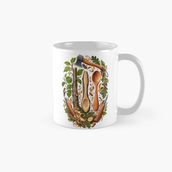 Item preview, Green Woodworking Art – Branch to Hand-Carved Spoon Illustration designed and sold by UrbanCanvvas.