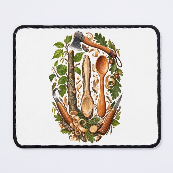 Item preview, Green Woodworking Art – Branch to Hand-Carved Spoon Illustration designed and sold by UrbanCanvvas.