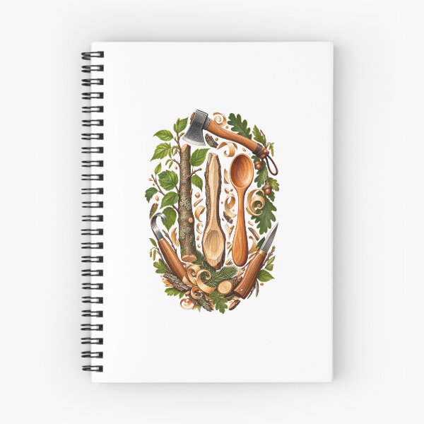 Item preview, Green Woodworking Art – Branch to Hand-Carved Spoon Illustration designed and sold by UrbanCanvvas.