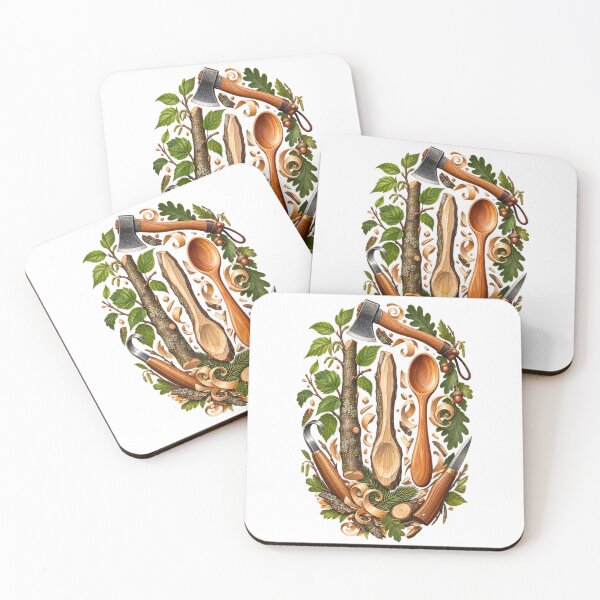 Item preview, Green Woodworking Art – Branch to Hand-Carved Spoon Illustration designed and sold by UrbanCanvvas.