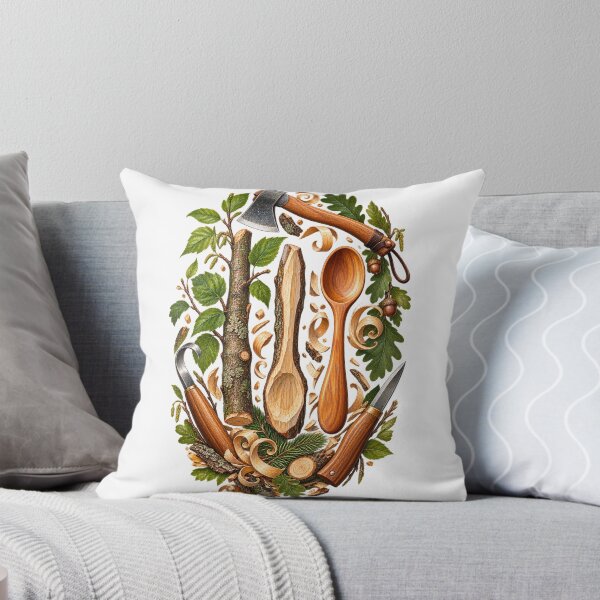 Item preview, Green Woodworking Art – Branch to Hand-Carved Spoon Illustration designed and sold by UrbanCanvvas.
