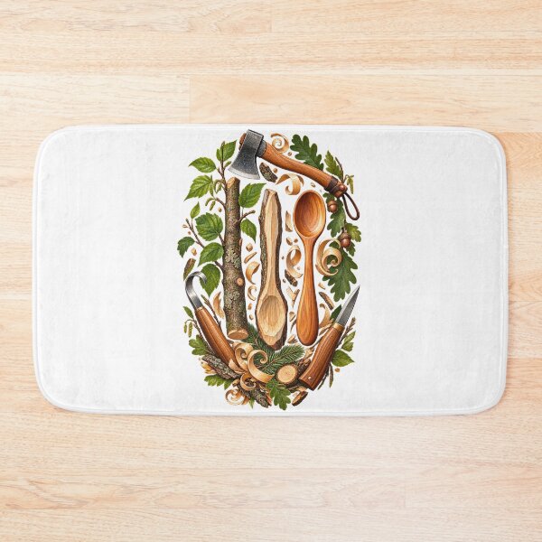 Item preview, Green Woodworking Art – Branch to Hand-Carved Spoon Illustration designed and sold by UrbanCanvvas.