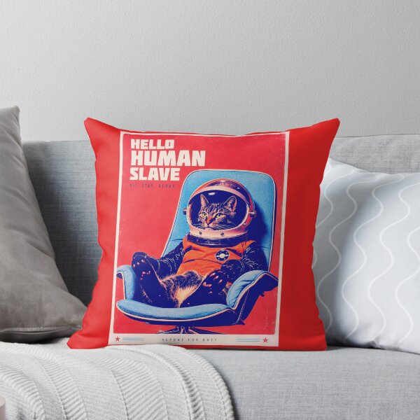 Item preview, Hello Human Slave – Retro Space Cat Astronaut 2 designed and sold by ANIARTONLINE.