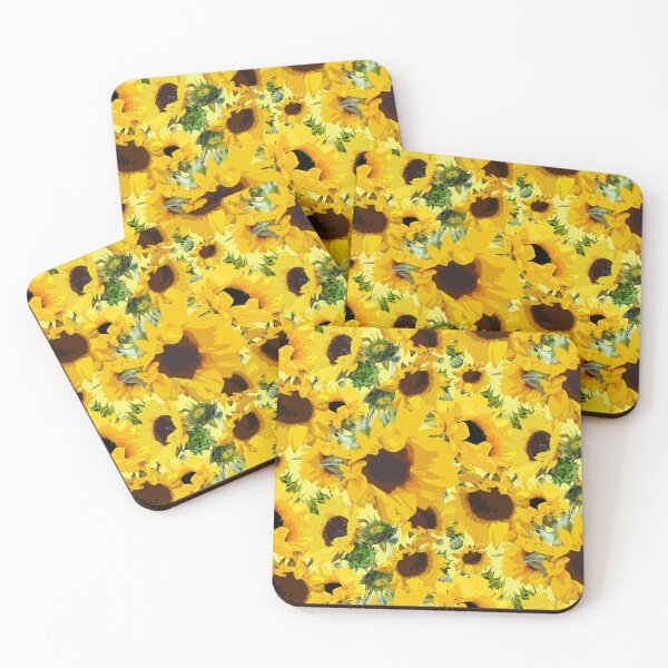 Item preview, Golden Sunflowers Halfdrop on Yellow f4f26a designed and sold by Art in My Loft.