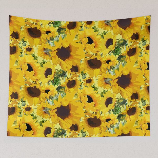 Item preview, Golden Sunflowers Halfdrop on Yellow f4f26a designed and sold by Art in My Loft.