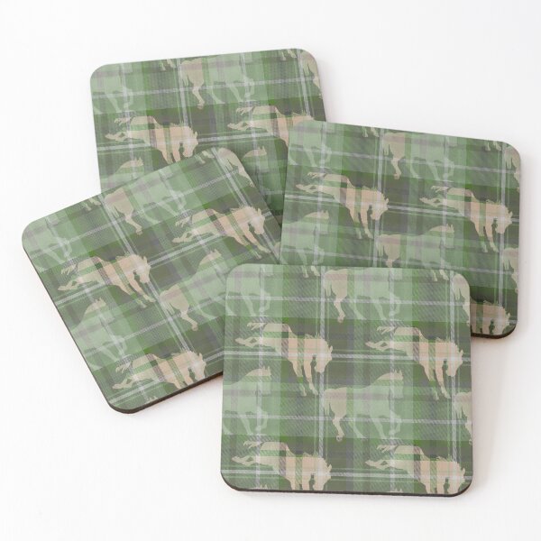 Item preview, Dusty green horse tartan plaid with faux twill texture designed and sold by Anne Londez Studio.