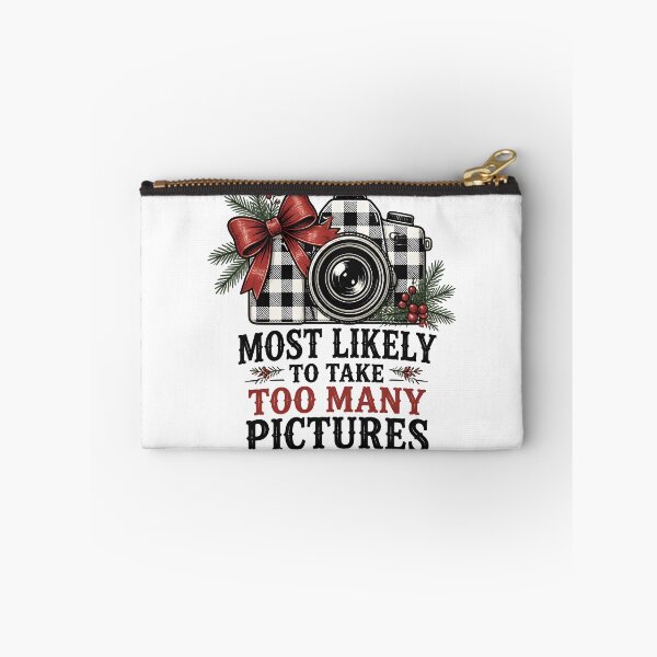 Item preview, Most Likely To Take Too Many Pictures Buffalo Check Christmas Camera designed and sold by RoyesButler.