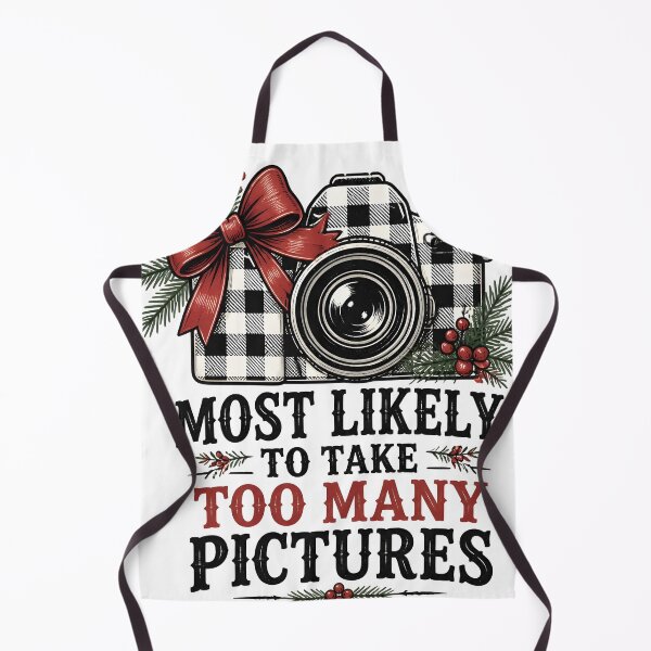 Item preview, Most Likely To Take Too Many Pictures Buffalo Check Christmas Camera designed and sold by RoyesButler.