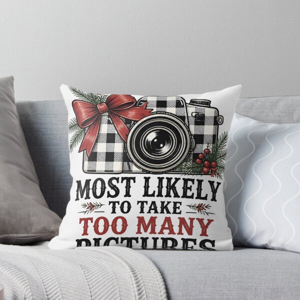 Item preview, Most Likely To Take Too Many Pictures Buffalo Check Christmas Camera designed and sold by RoyesButler.