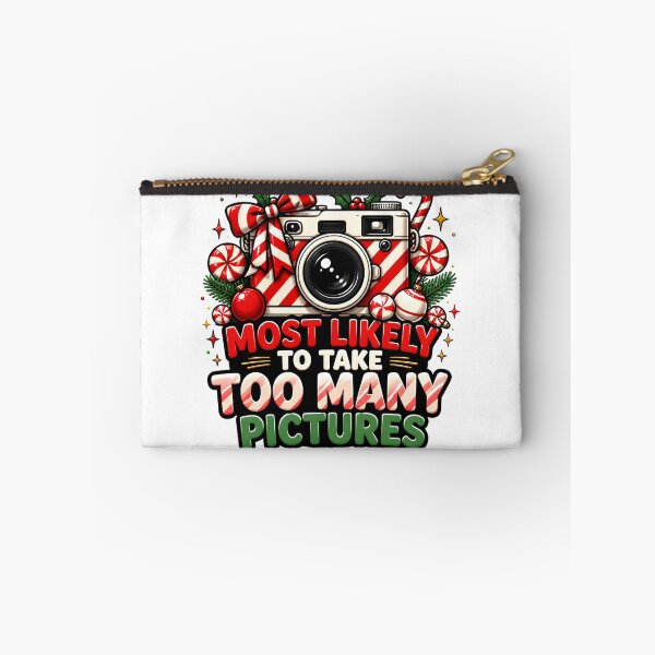 Item preview, Most Likely To Take Too Many Pictures Candy Cane Christmas Camera designed and sold by RoyesButler.