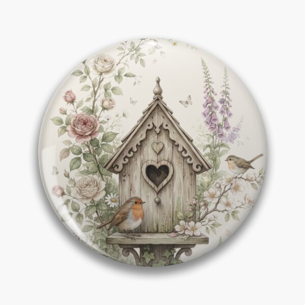 Item preview, Enchanted Heart Birdhouse Cottagecore Watercolor Art designed and sold by CalmCapy Co.