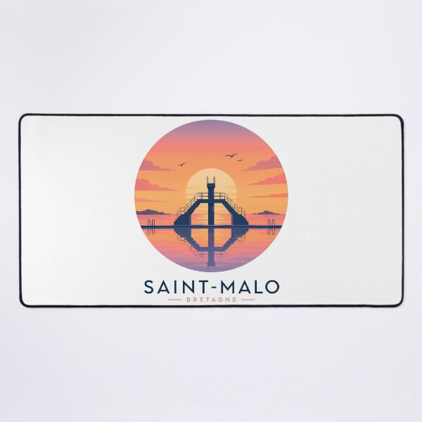 Item preview, Saint-Malo sign with ocean pool silhouette on sunset designed and sold by 1enchik.