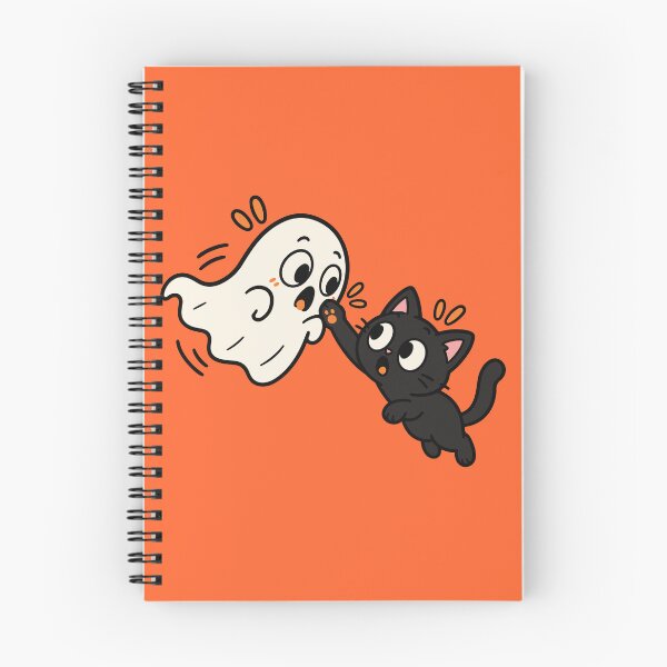 Item preview, Black Cat Playing with a Ghost – Cute Halloween Cat designed and sold by MewMade.