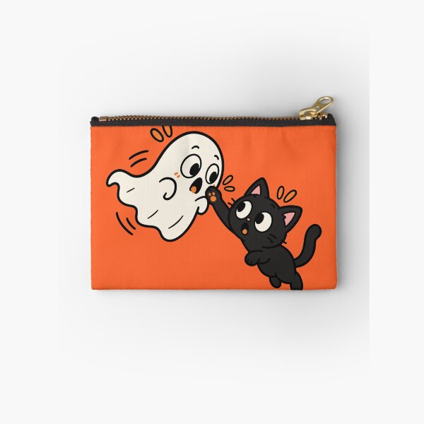 Item preview, Black Cat Playing with a Ghost – Cute Halloween Cat designed and sold by MewMade.