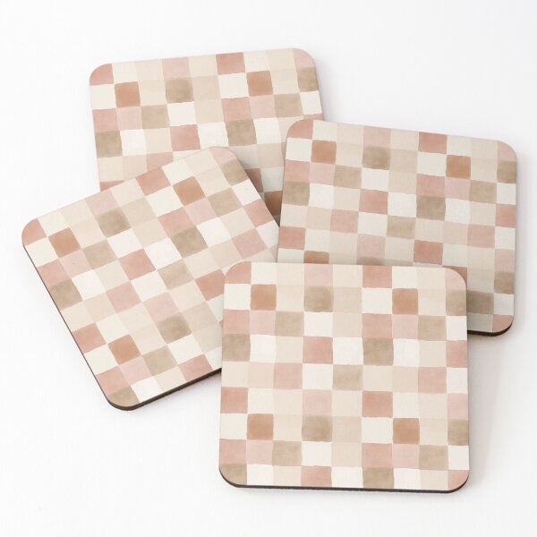 Item preview, Neutral Watercolor Checkerboard Pattern in Beige, Blush & Brown designed and sold by Creative Brat Design Studio.