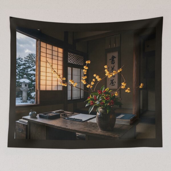 Item preview, Wintersweet Senryo Ikebana New Year Photography designed and sold by conohitoAI-ArtGallery.