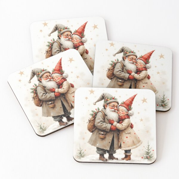 Item preview, Cute Santa and Mrs Claus Gnome Couple Christmas Art designed and sold by Connys Colorful World.