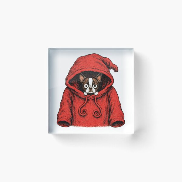 Item preview, Funny Boston Terrier Hiding in Red Hoodie Vintage Dog designed and sold by WILLIAMS-BR.