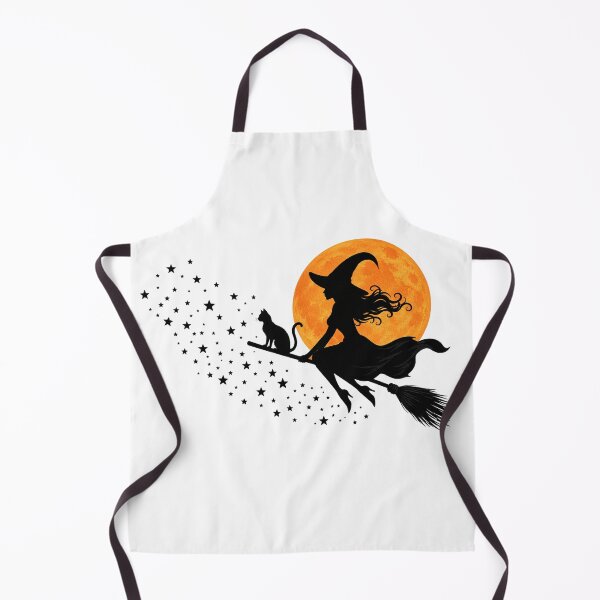 Item preview, Halloween Witch Flying Broom Silhouette Orange Moon designed and sold by CreativeNest Prints.