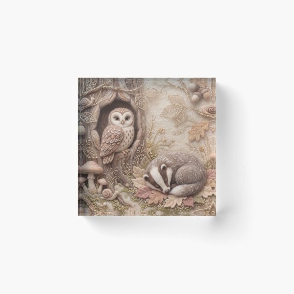 Item preview, Sleeping Badger in Autumn Woods, Cozy Fall designed and sold by PeacefulArtUkr.