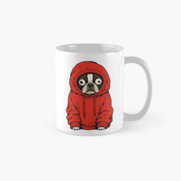 Item preview, unny Boston Terrier in Red Hoodie – Anxious Dog Vintage Art designed and sold by WILLIAMS-BR.
