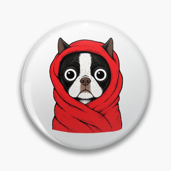 Item preview, Funny Boston Terrier Wrapped in Red Blanket Retro Dog designed and sold by WILLIAMS-BR.