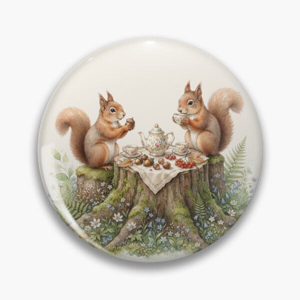 Item preview, Woodland Squirrel Tea Party Cottagecore Art designed and sold by CalmCapy Co.