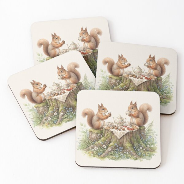 Item preview, Woodland Squirrel Tea Party Cottagecore Art designed and sold by CalmCapy Co.