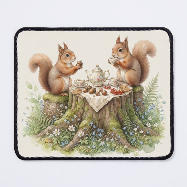 Item preview, Woodland Squirrel Tea Party Cottagecore Art designed and sold by CalmCapy Co.