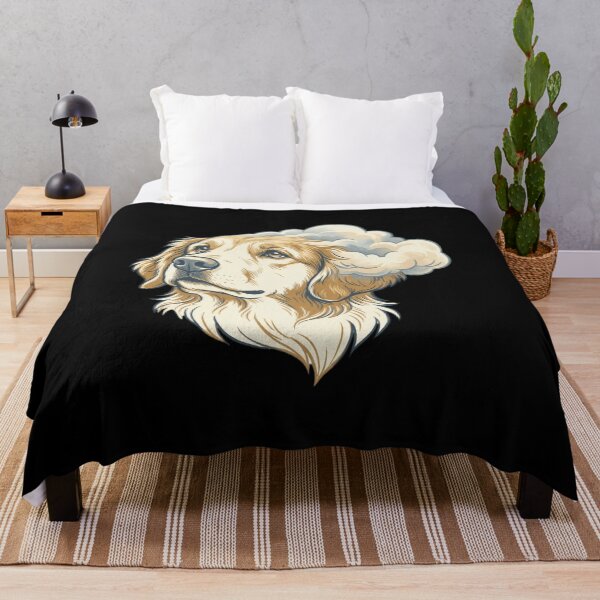 Item preview, Golden Retriever Head in the Clouds Dreamer Dog Retro Aesthetic designed and sold by mood-draftsman.